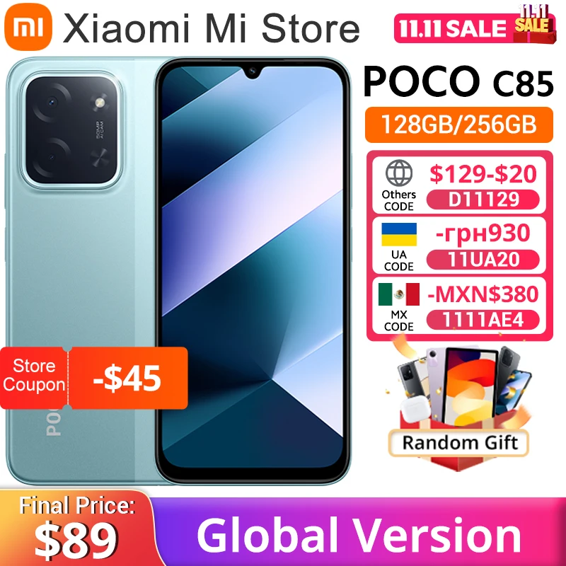 Global Version POCO C85 Smartphone 6.9" Dot Drop display 50MP Camera 6000mAh battery 33W Helio G81-Ultra NFC