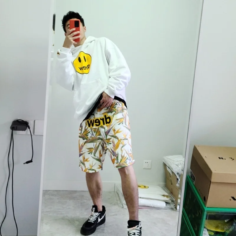 

Drew House Hot Sale Men Crystal shorts beach shorts, casual, versatile, trendy Straw bird print shorts