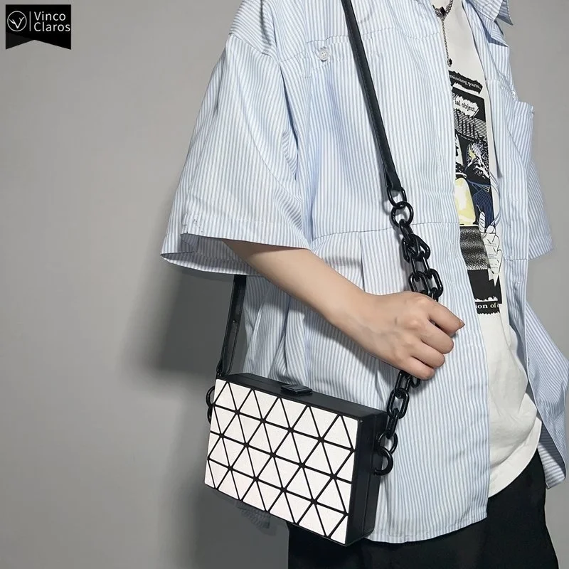 

VC Colorful Reflective Box Bag Unisex Trend Brand Design Shoulder s for Youth Niche Suitcase Shape Chains Crossbody