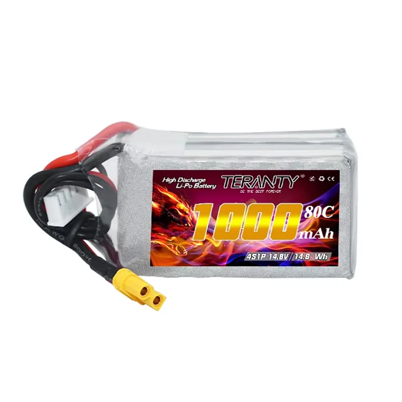 TERANTY 4S 1000mAh 14.8V 80C/160C Lipo Battery With XT30 Plug for FPV Airplane Helicopter Drone Quadcopter RC Parts 4S Battery
