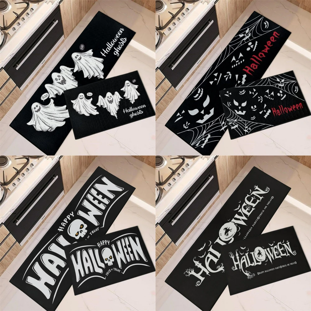 Halloween Ghost Pumpkin Doormat Funny Welcome Floor Mat for Living Room Bedroom Kitchen Entryway Laundry Room Carpet Rug Decor