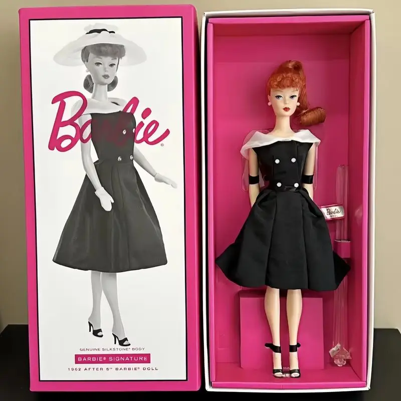 Genuine Barbie Signature Gold Label Gift Box Classic 1962 Collector'S Item Barbie Doll Black And White Princess Evening Dress