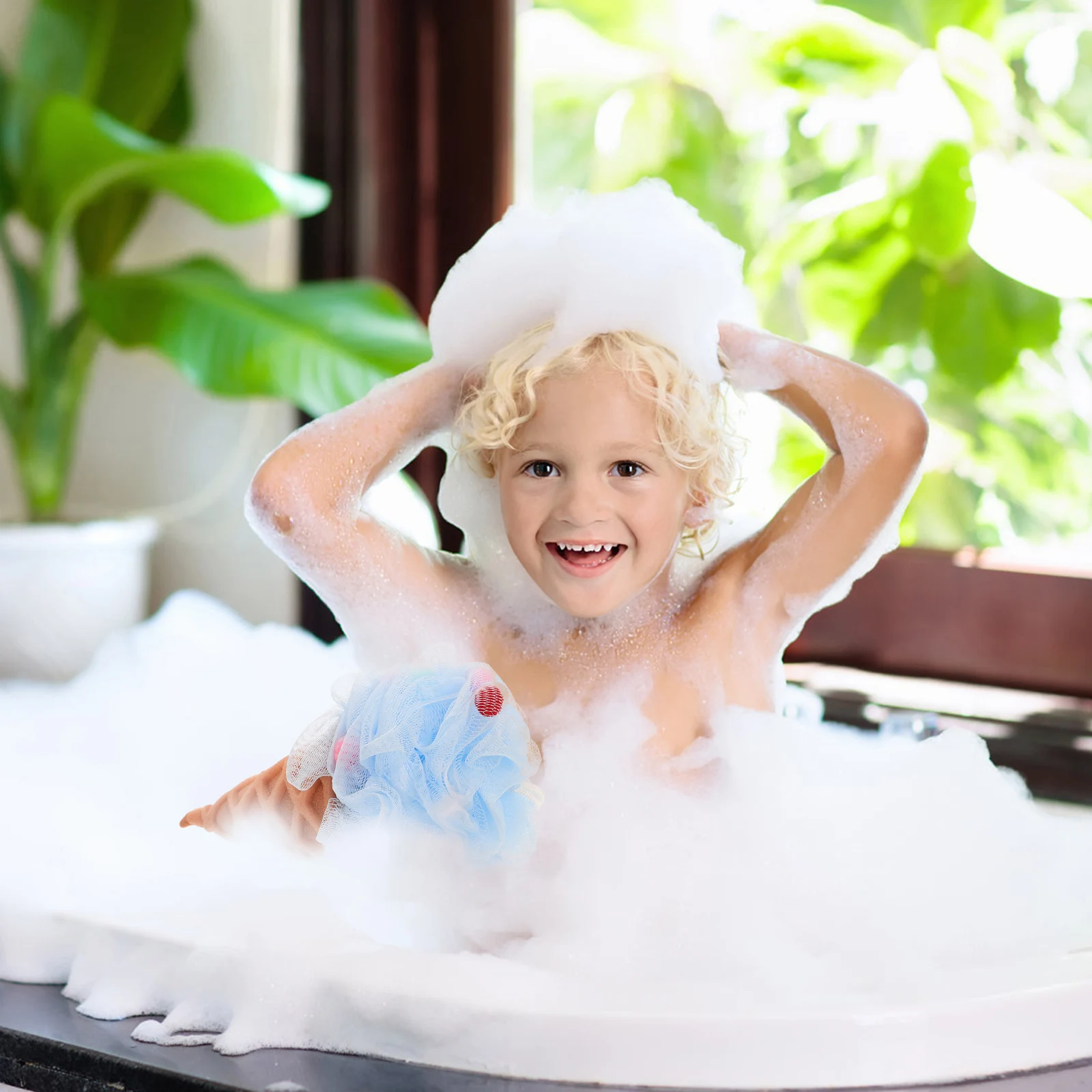 

4Pcs Lovely Ice Cream Bath Ball Soft Strong Exfoliating Loofah Sponge for Daily Shower Relaxing Bathtub Time Space Saving