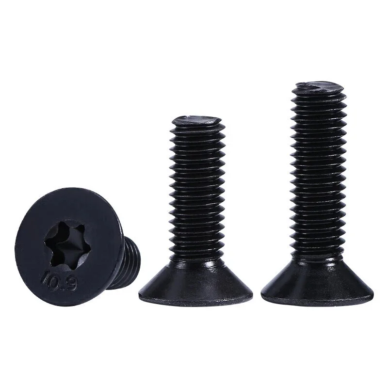 1~10pcs Black Six-Lobe Torx Head Flat Countersunk Screw M3 M4 M5 M6 M8 M10 Grade 10.9 Alloy Steel Anti-theft Security Bolt