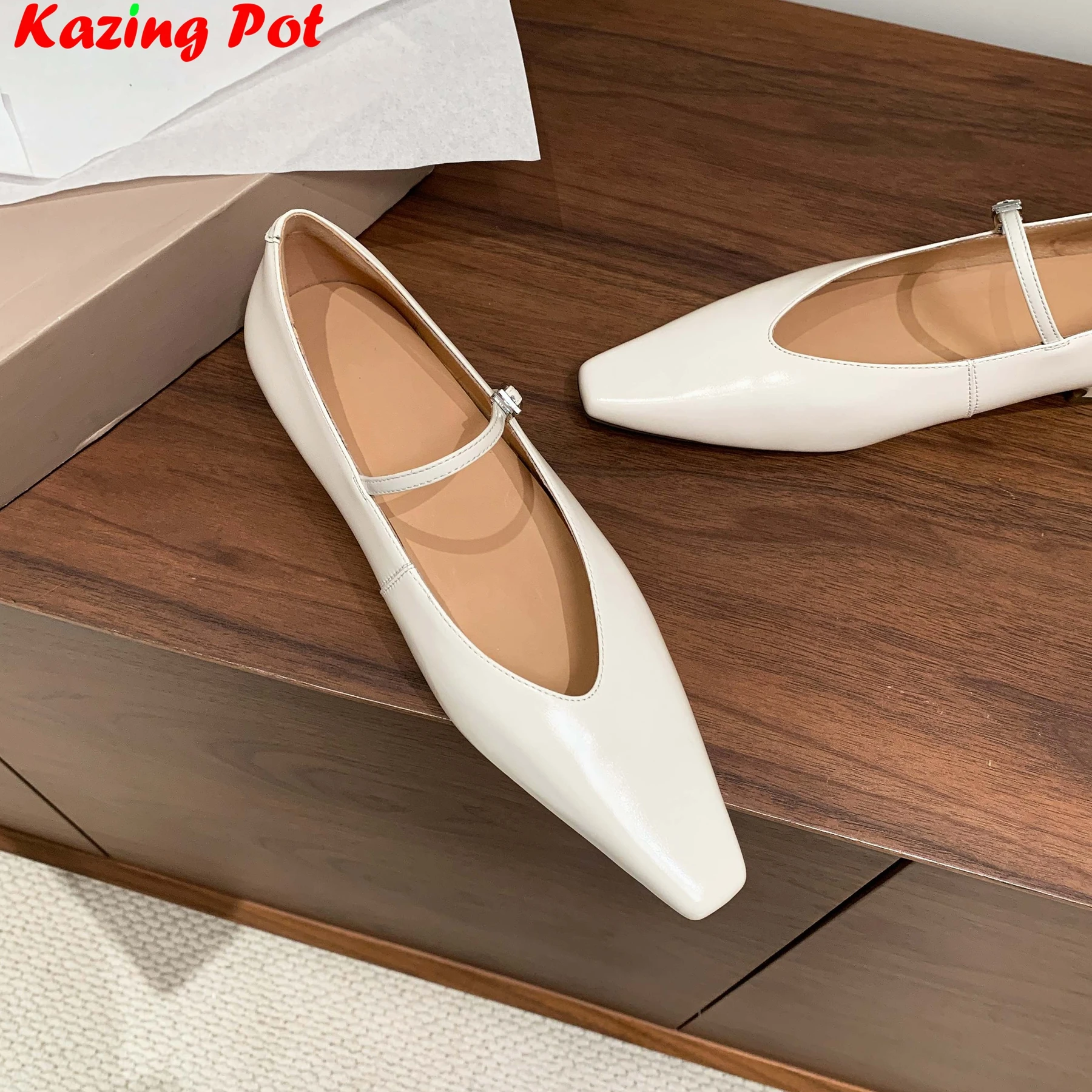

Krazing Pot Sheepskin Chic Mary Janes Spring Summer Shoes Med Heels Square Toe Elegant Brand Dating Dress Shallow Women Pumps