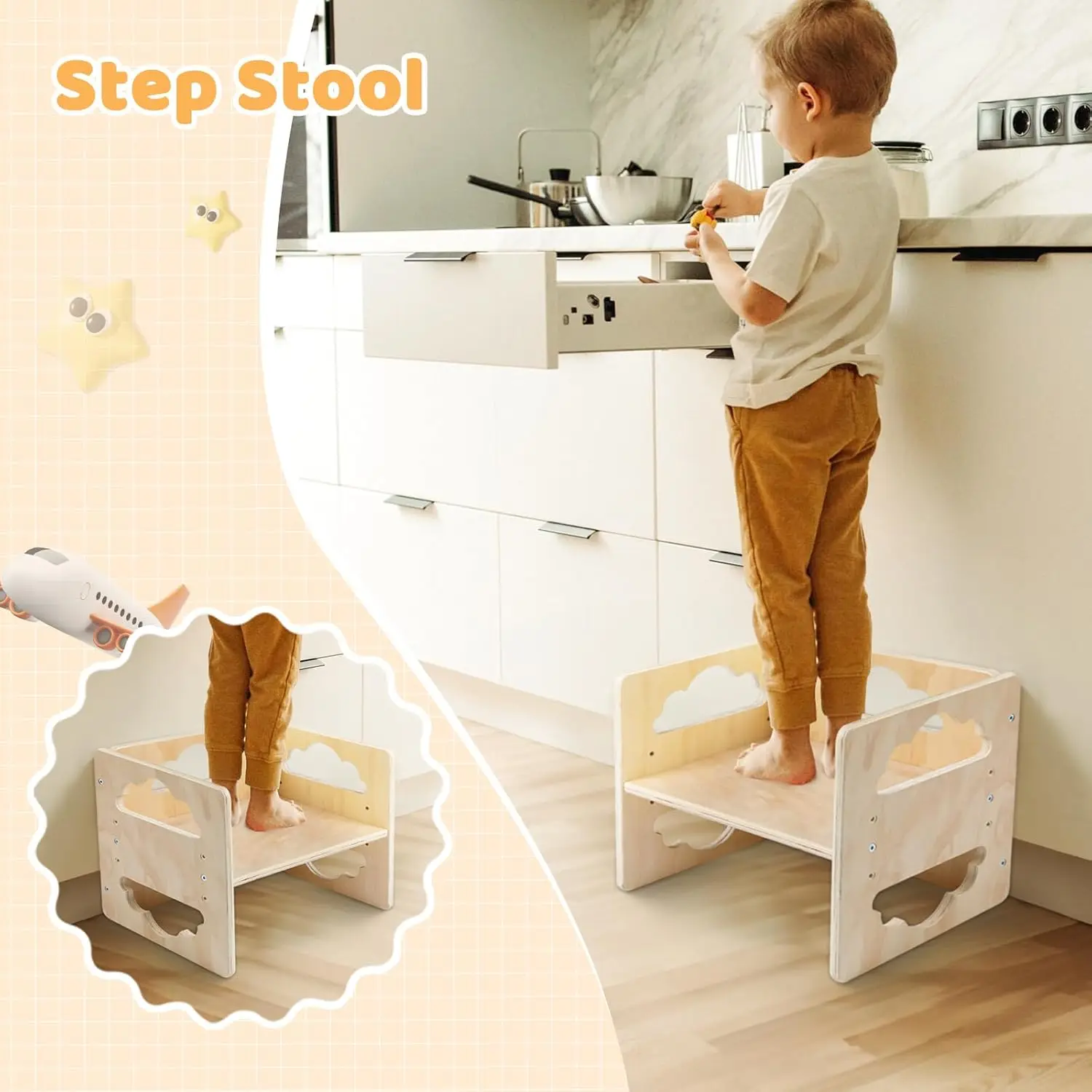 طقم طاولة وكرسي الفطام من مونتيسوري، طقم طاولة وكرسي خشبي للأطفال الصغار، طاولة وكراسي للأطفال بعمر 1-3 سنوات مع سبورة سوداء #5