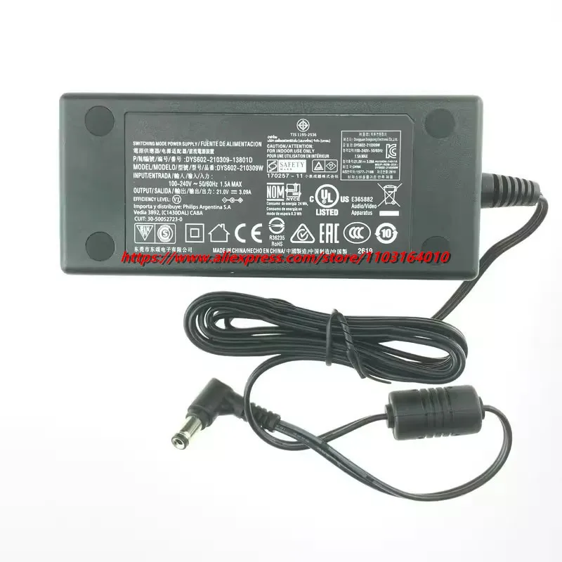 Genuine For PHILIPS Switching Power Supply Charger DYS602-210309W 21V 3.09A 64.89W 65W DYS602-210309-13801D AC DC Adapter