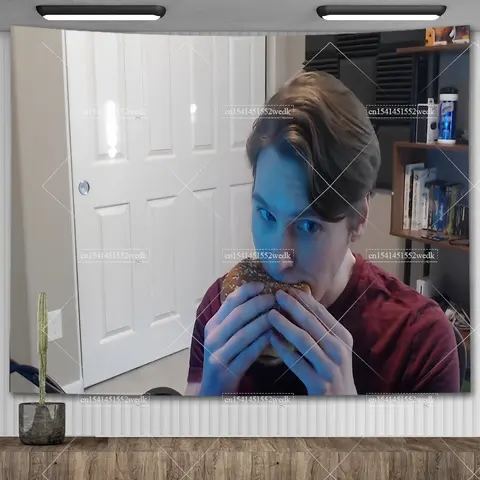 Jerma Burger Tapestry กินแฮมเบอร์เกอร์ Meme Tapestry แขวนผนังตกแต่งห้องความงามห้องนอนพื้นหลังผ้า Tapestries