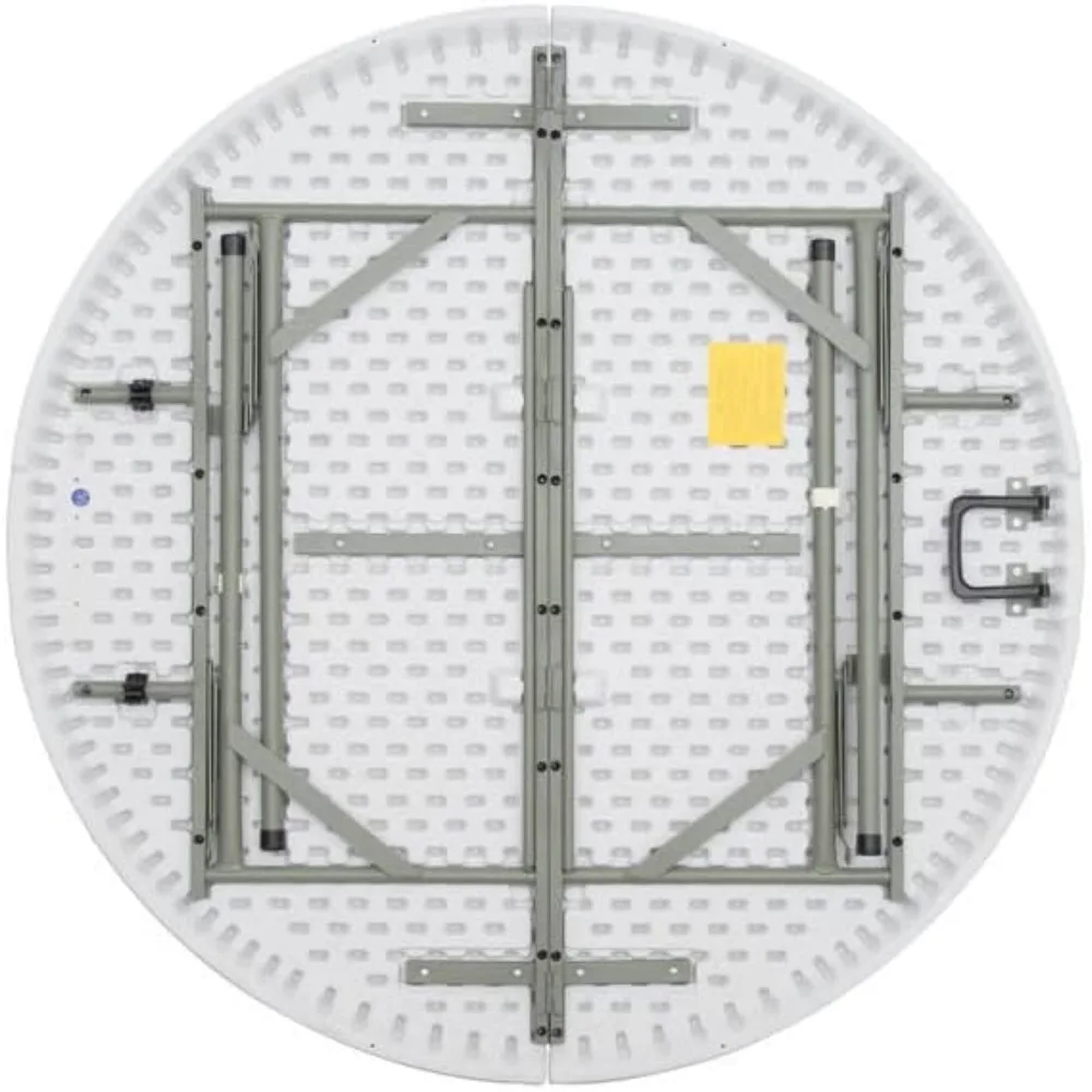 48インチ ホワイト ラウンド プラスチックテーブル 四脚 バイフォールディングテーブル ラウンド折りたたみテーブル プラスチック折りたたみテーブル 4フィート ラウンドフォールド