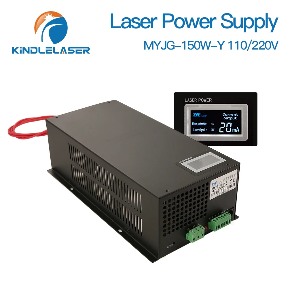 Kindlelaser MYJG-150W Laser Power Supply Source 110/220V With Display Screen for Co2 Laser Tube Cutting Machine Source