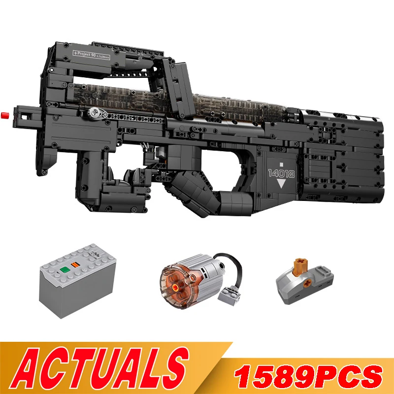 MOULD KING 14018 Technical Gun Building Blocks for Kids P90 Submachine Gun Model Toys MOC Bricks For Child's Kids Birthday Gifts