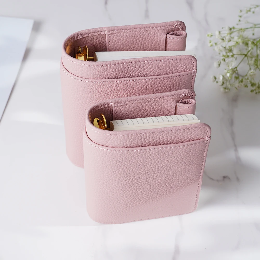 Pocket Size Planner Pebbled Grain Leather A8/A7 Notebook with 15/20MM Ring Mini Agenda Organizer Diary Notepad