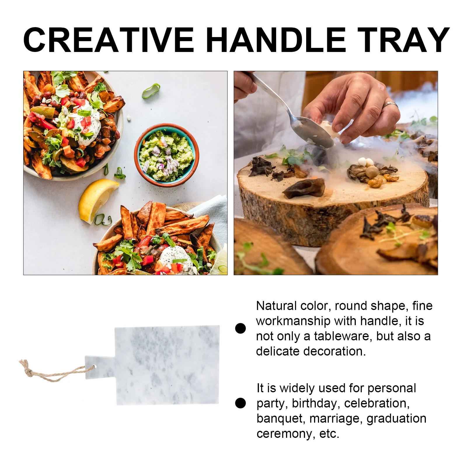 

1 шт., обеденные тарелки из натурального мрамора, тонкая работа, идея подарка для дома, кухни, вечеринки, мраморная посуда, креативный поднос с ручкой