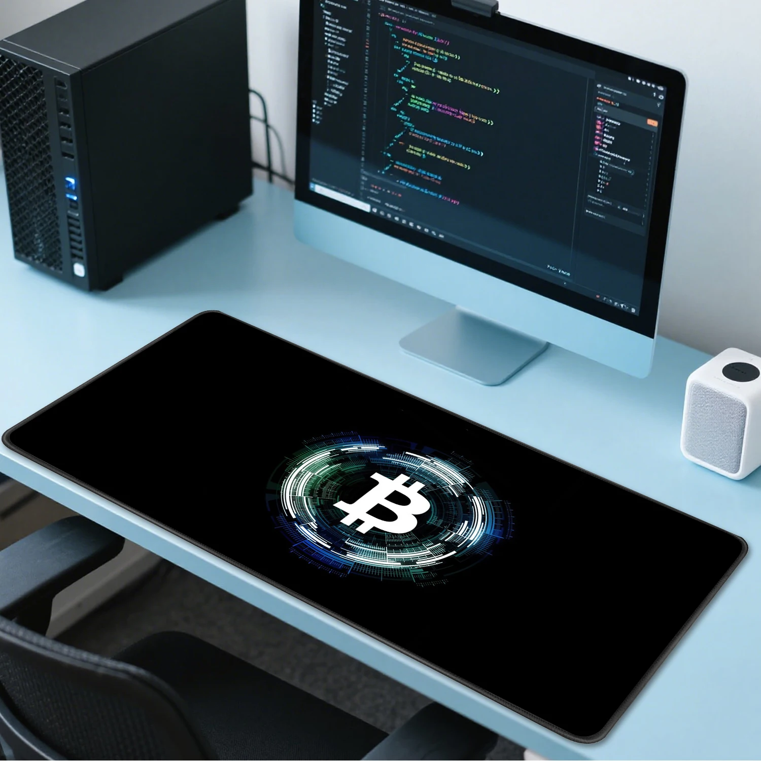 

Bitcoin Pattern Gaming Mouse Pad Large Desk Mat xxl 40x90cm Black Non-Slip Rubber Base Big Computer Keyboard Mousepad