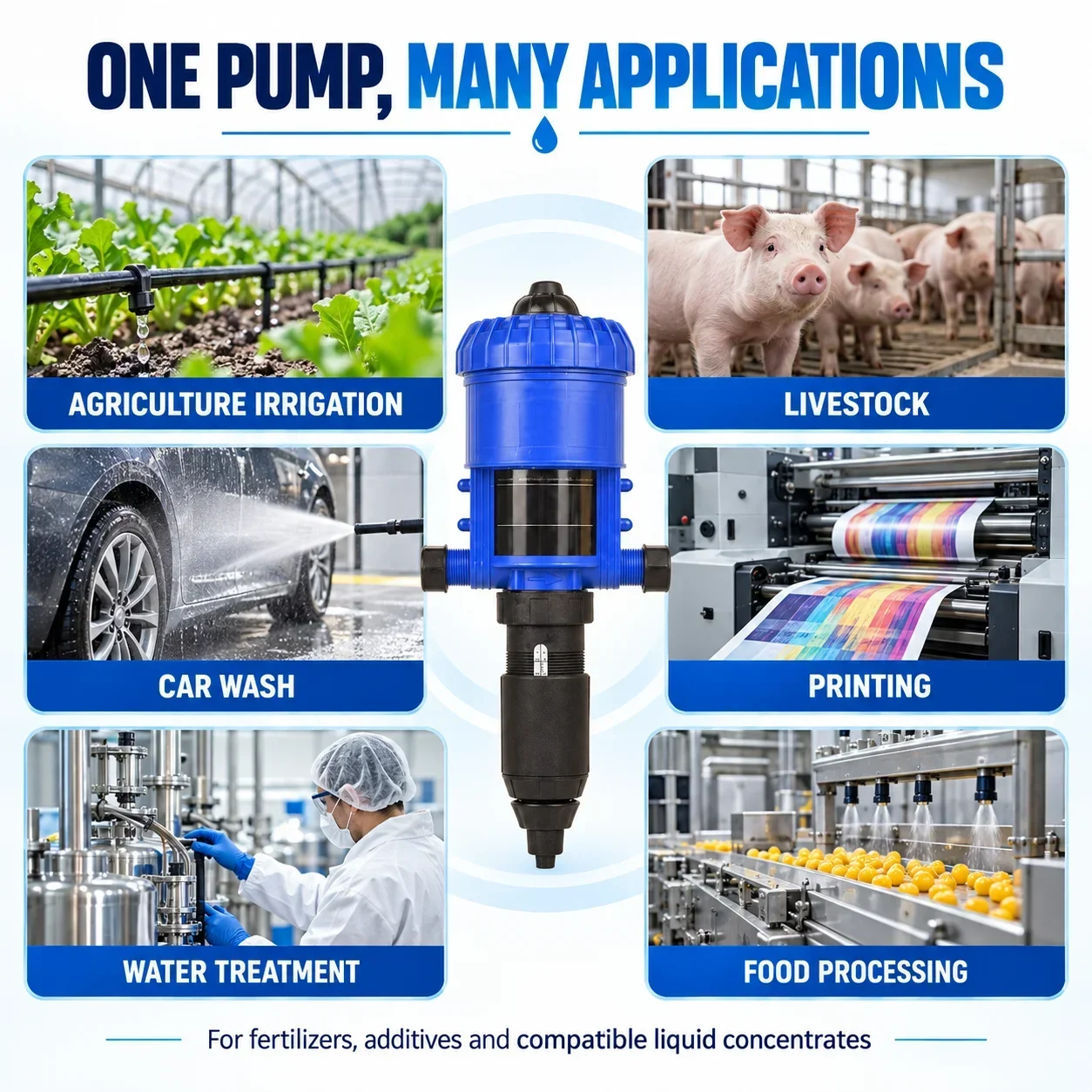 Water Powered Proportional Dosing Pump Automatic Fertilizer Injector Doser for Agricultural Irrigation Livestock and Pig Farms
