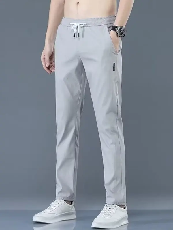 กางเกงทำงานผู้ชายน้ำหนักเบา ระบายอากาศดี เหมาะสำหรับฤดูร้อน ไซส์ใหญ่ สวมใส่ทำงานออฟฟิศ ทนทาน ยาว ผ้าไหมน้ำแข็ง
