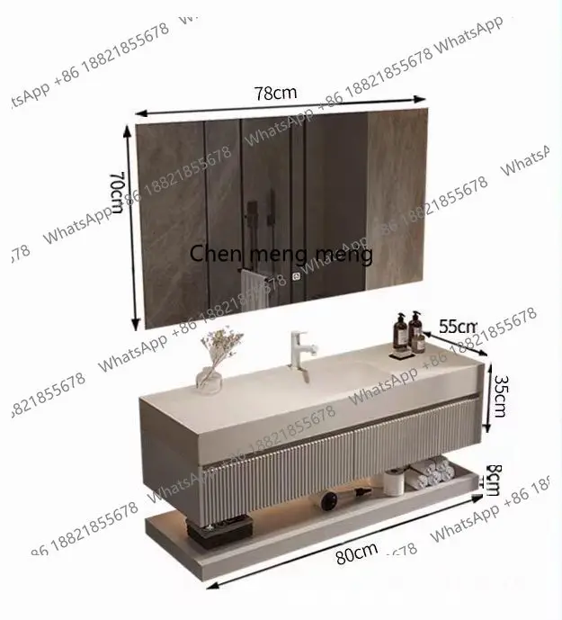 

Floating Double Basin Bathroom Cabinet Integrated Sink Combo, Modern Wall Mounted Cabinet with 3 Fluted Drawers Sink,