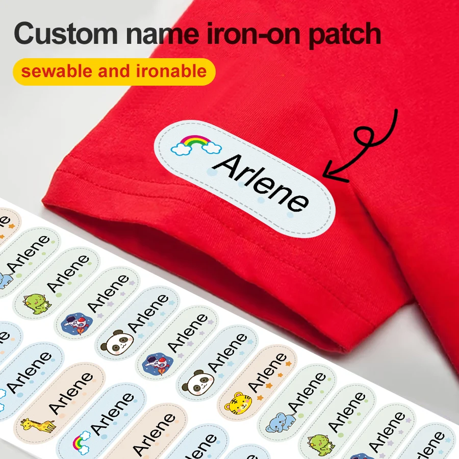 Customized Ironing Clothes Name Stickers  Student's Name leather tags Kindergarten  Waterproof versatile for ironing or sewing