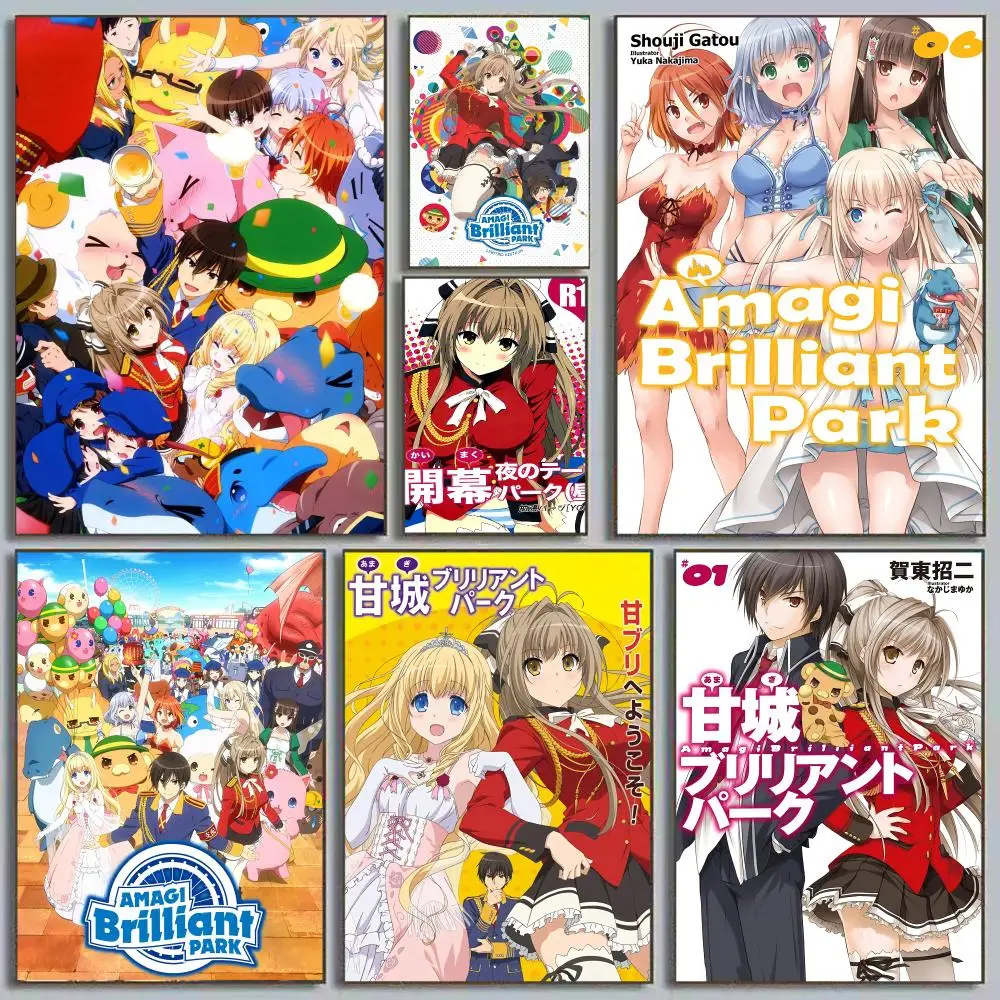 Anime A-Amagi Brilliant Park Sento Isuzu Poster Self Adhesive Wall Art Decor for Bedroom Living Room Office Home Decor Gift