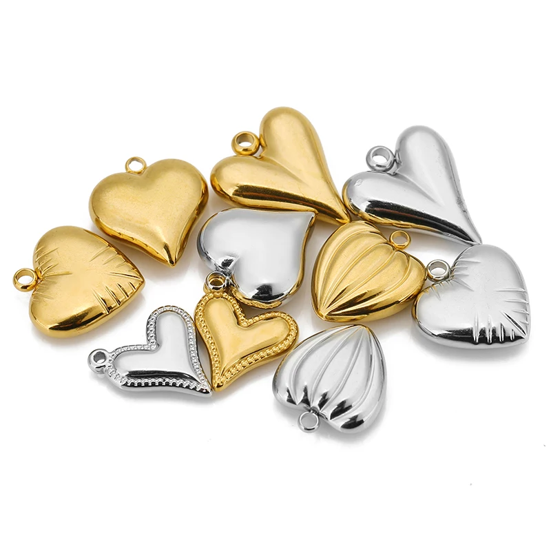 5pcs Stainless Steel Solid Big Heart Charms Pendants for DIY Drop Earrings Making Jewelry Findings Necklace Bracelets Supplies