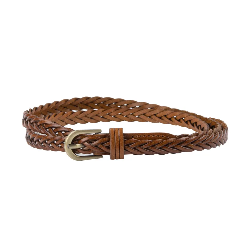 

1cm Women's Woven Retro Waist Belt No Hole Design Slim Fit Waistband Decorative Band for Sweaters Dresses and Jeans