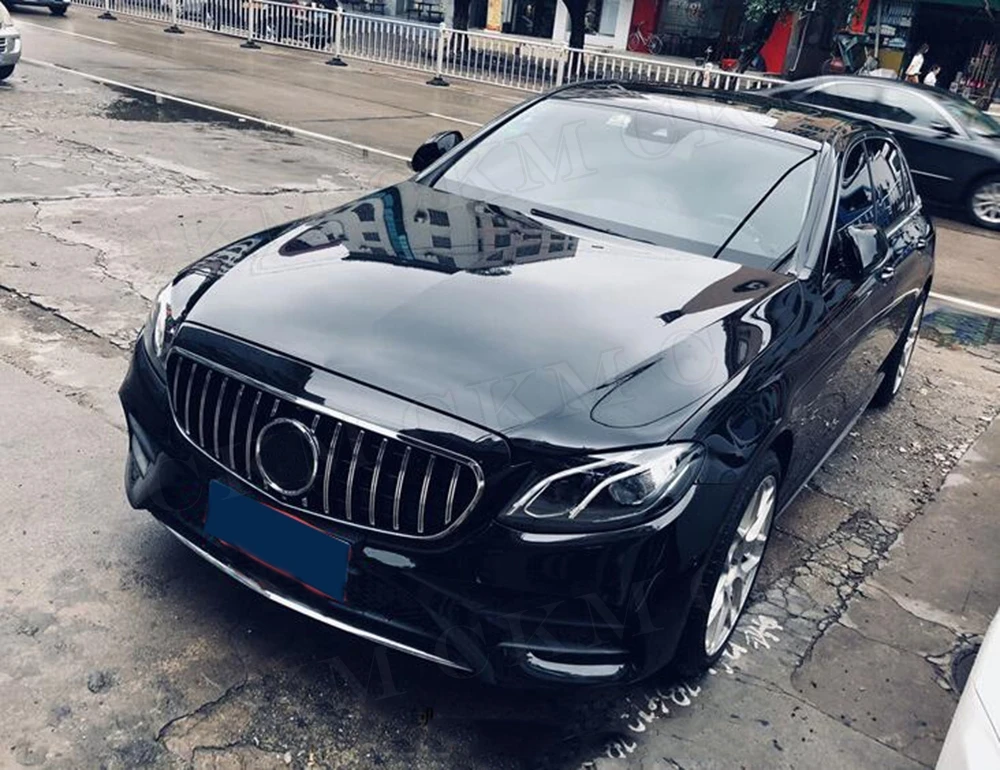 

ABS Black Silver Front Bumper Mesh Grill Grille for Mercedes Benz E Class W212 W213 C238 E200 E250 E300 E320 E350 AMG GT R 14-19