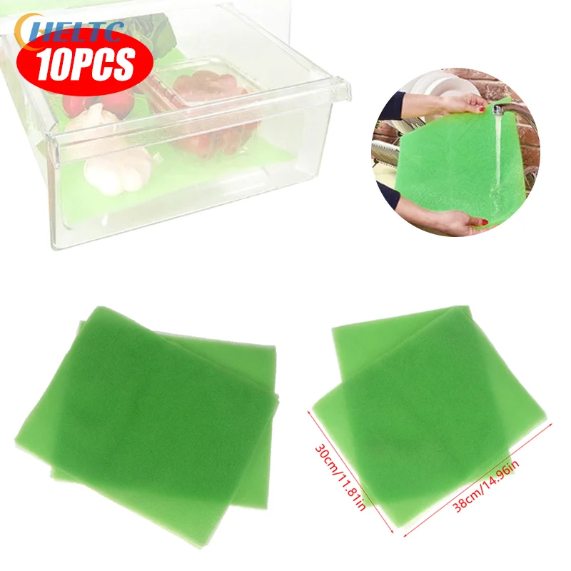 10Pcs Vegetable Fresh Keeping Mat Fridge Drawer Sponge Mats Filter Sponge Refrigerator Mildewproof Pad