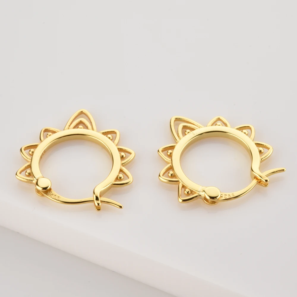 ANDYWEN 925 Sterling Silver Gold Flower Hoops Piercing Clips Pendientes Luxury Plain 2022 Women Wedding Jewelry Rock Punk Jewels