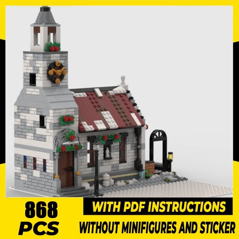 Street View Model Moc Building Bricks Winter Village Church Model Technology Modular Block Gift Christmas Toys DIY Set Assembly