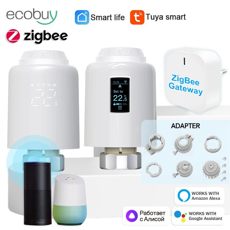 

Tuya Zigbee 3,0 термостатический клапан радиатора Zigbee термостат клапан радиатора регулятор температуры Alexa Google Home Alice