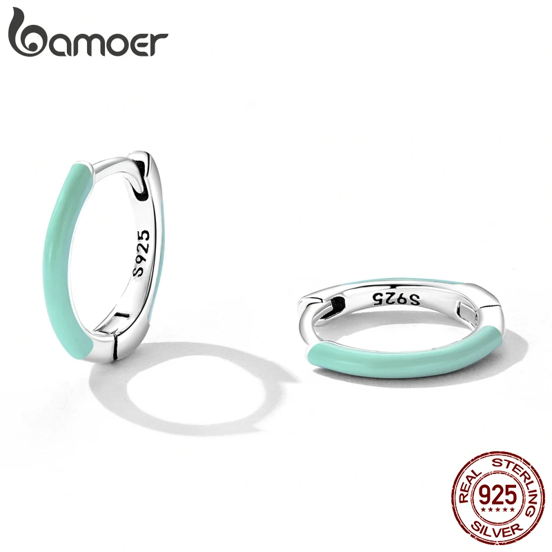 

Женские двойные серьги-кольца Bamoer, Разноцветные серьги-кольца с серебряным покрытием и платиновым покрытием, подходит для отпуска и повседневной работы