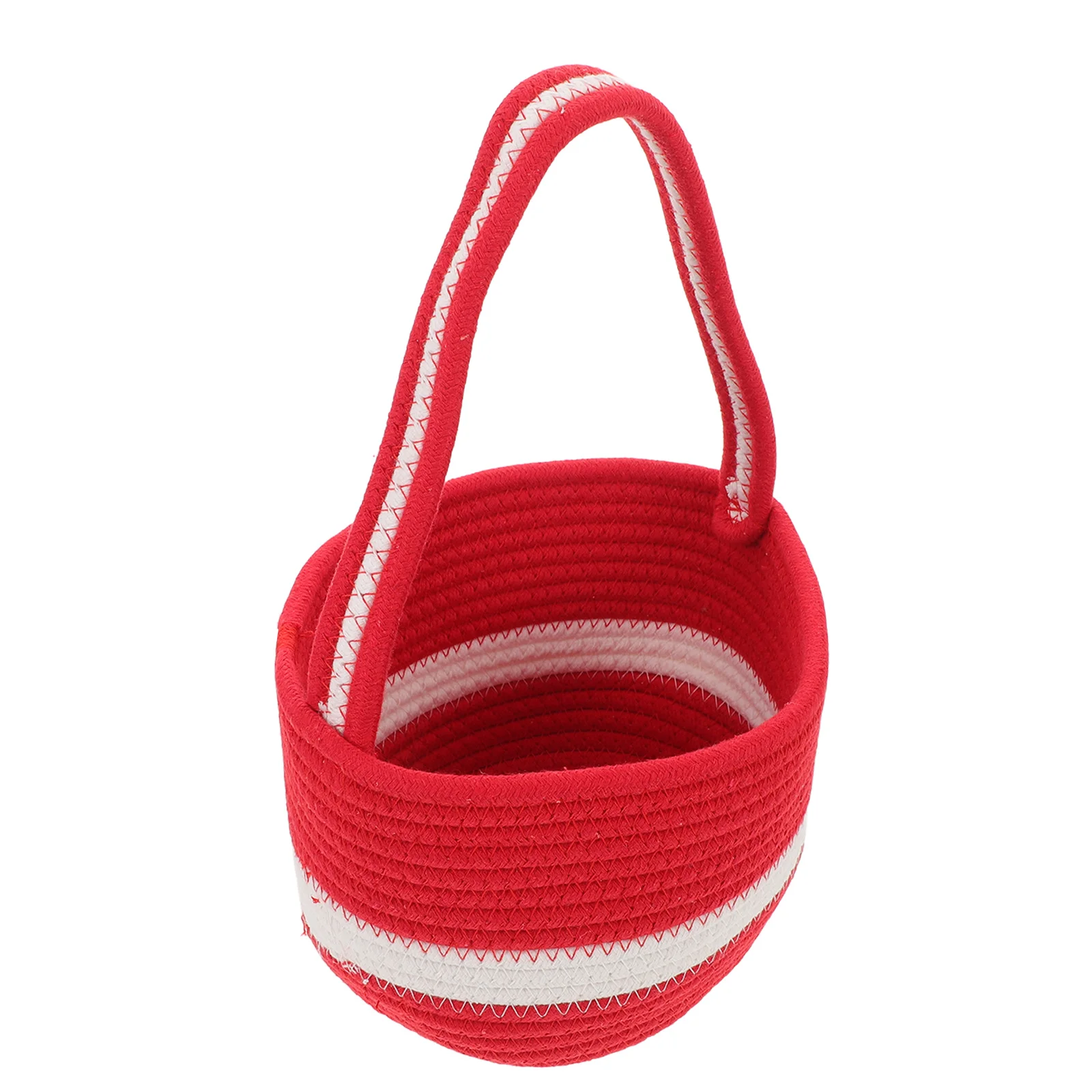 

Christmas Storage Basket 7.8" X 5.3" Red Foldable Cotton Rope Organizer Handwoven Desktop Basket For Snacks Holiday Decor
