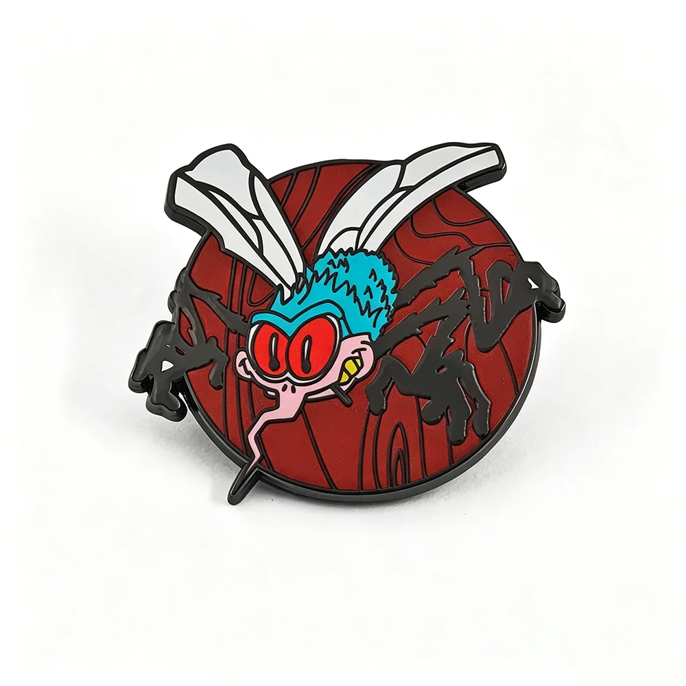 AC Fly On The Wall Emaille-Pins Vintage Hard-Rock-Band-Logo Broschen Lustige Fliegen-Mücken-Abzeichen Rucksack-Anstecknadel Fangeschenk – Detail 1