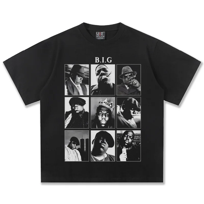 The Notorious B.I.G. Collage Graphic T-Shirt Oversized Unisex Hip Hop Rapper Casual Cotton Short Sleeve Streetwear Top