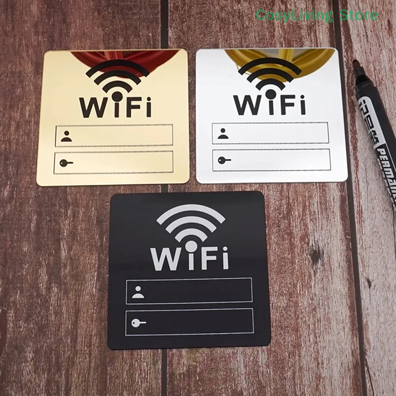 

3D Acrylic WIFI Sign Mirror Wall Stickers Rewritable Handwriting Account And Password 10cm Tools Accessories