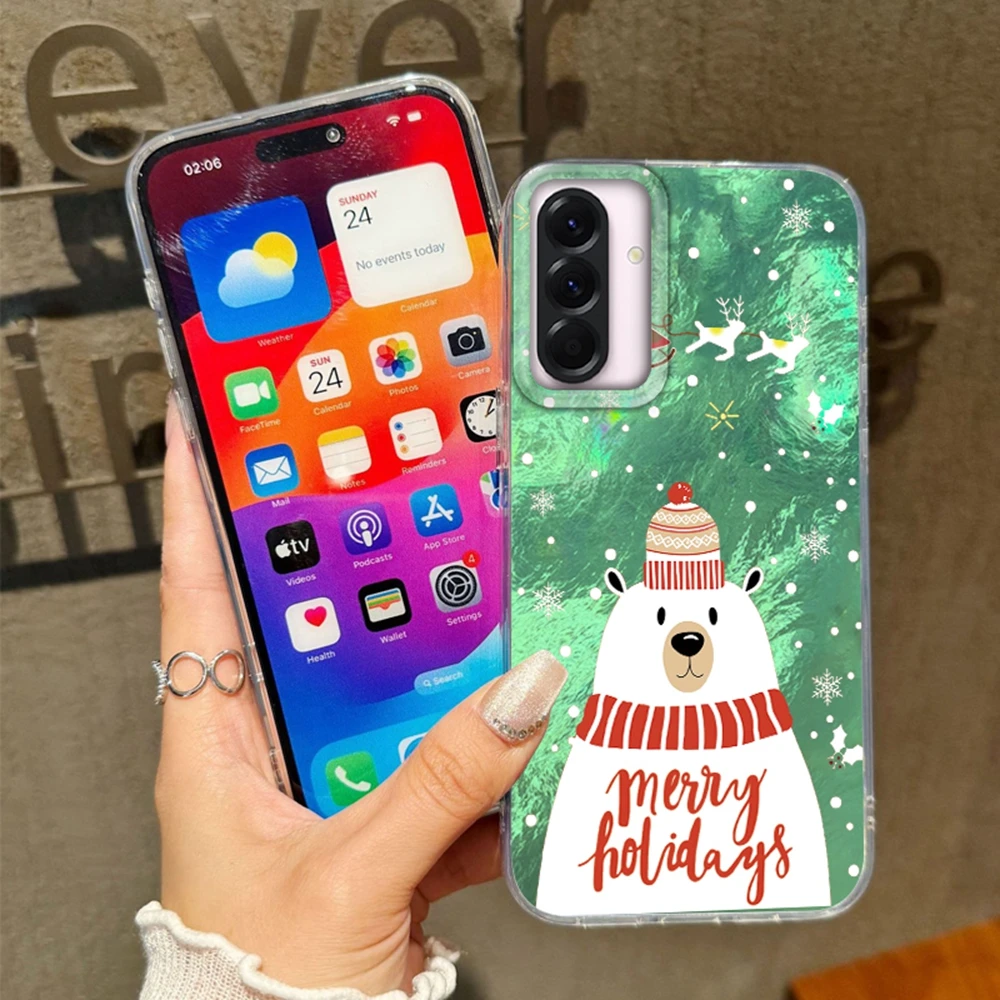 عيد الميلاد ثلج الفتيات الحال بالنسبة لسامسونج غالاكسي A36 A56 A16 A17 A26 A06 A07 A55 A35 A25 A54 S24 S25 الترا S22 S23 FE غطاء Funda