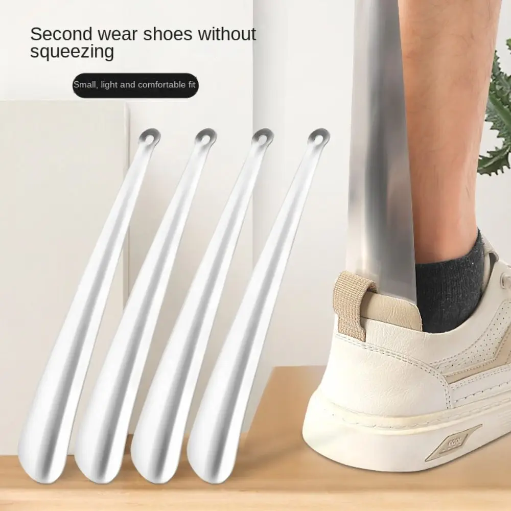 Hanging Shoe Horn Stainless Steel Extra Long Handle Shoehorn Lifter Easy on Off Easy Remover Seniors Put on Shoes Tools