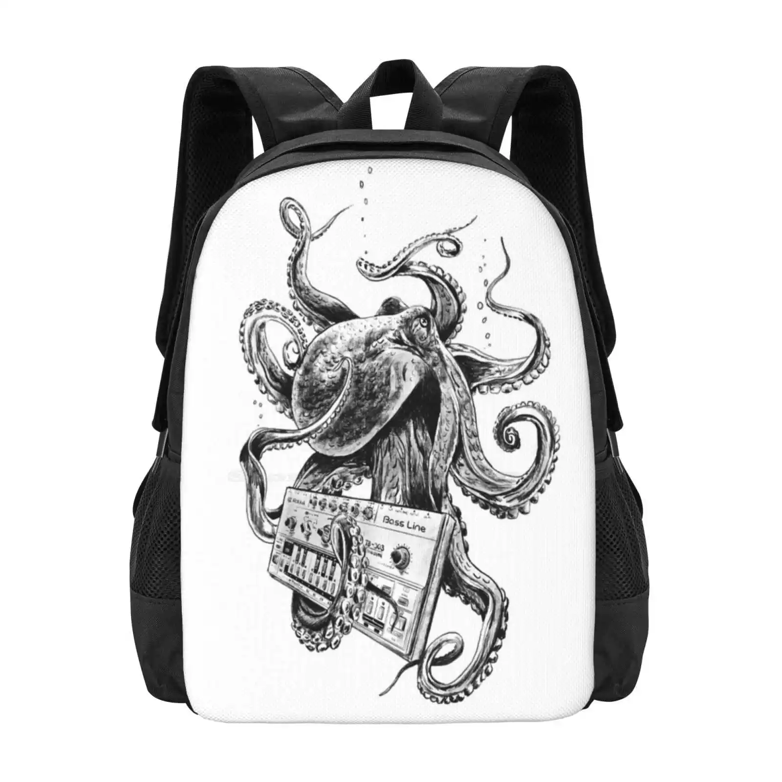 

Kraken With Analog Synthesizer Hot Sale Schoolbag Backpack Fashion Bags Tb 303 Synthesizer Analog Modular 808 Drum Machine Edm