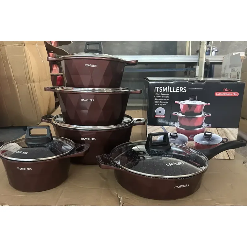 Custom Logo 10pcs 20/24/28/32/28CM Kitchen Accessories Set Cookware Food Storage & Container Aluminum Cookware - Set