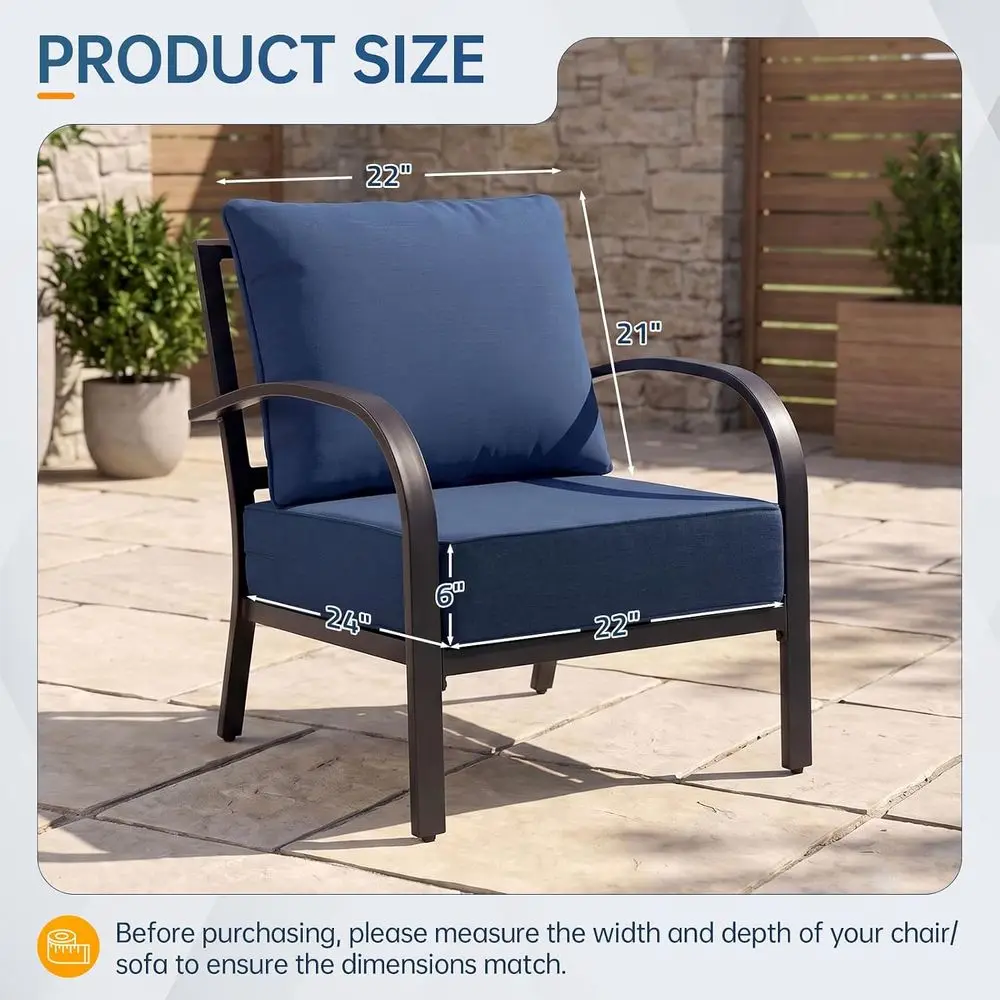 Outdoor Furniture Cushions, 6 inch Thick Seat Cushions, Waterproof 22x24 Patio Replacement Chairs/Couch Cushion, Include 3 Back view 4