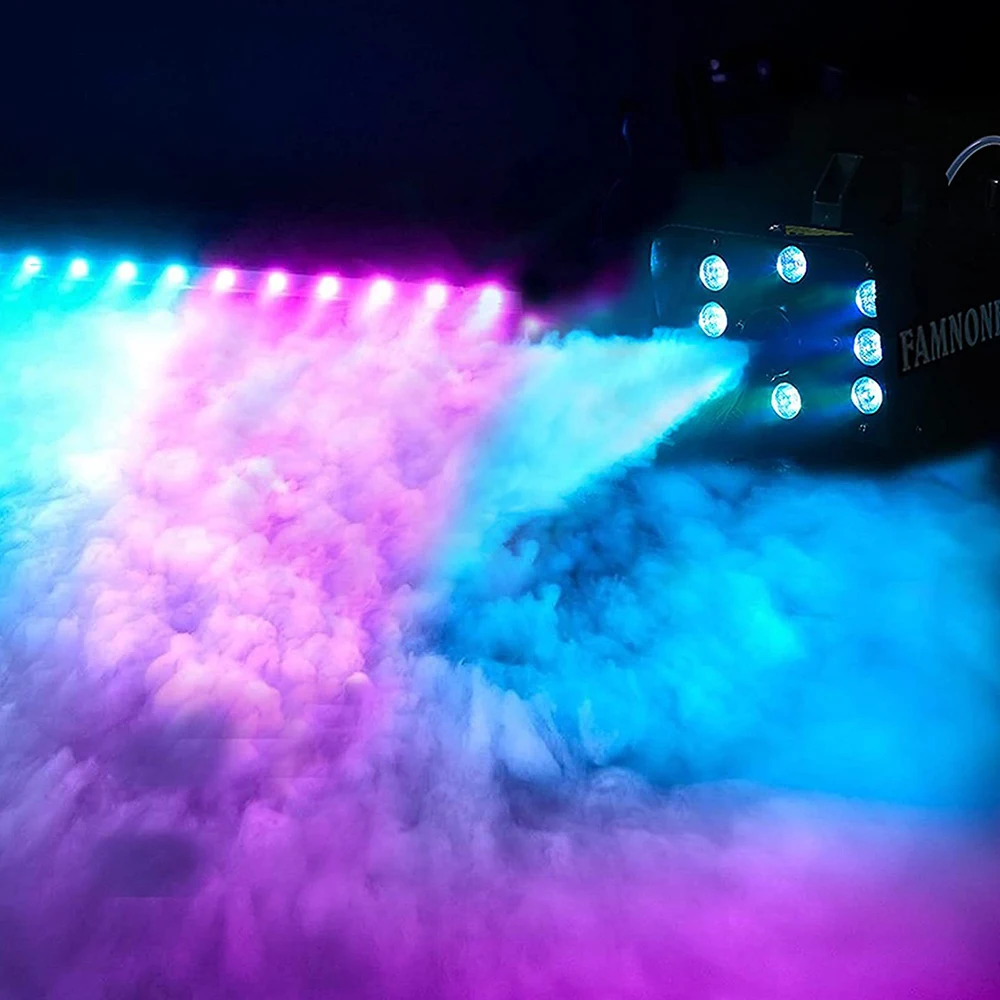 500W 8 LED Disco Colorful Smoke Machine Fogger DJ Party Stage Effect Light Fog Machine For Christmas Wedding Party Halloween