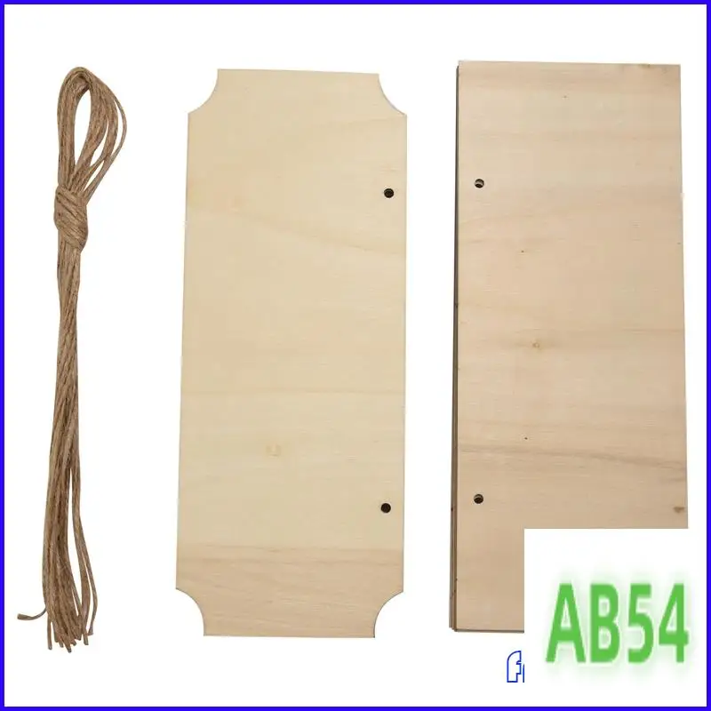 

SB-10 Pieces Unfinished Hanging Wood Sign Rectangle Blank Wooden Plaque Banners With Ropes For Pyrography Painting Writing