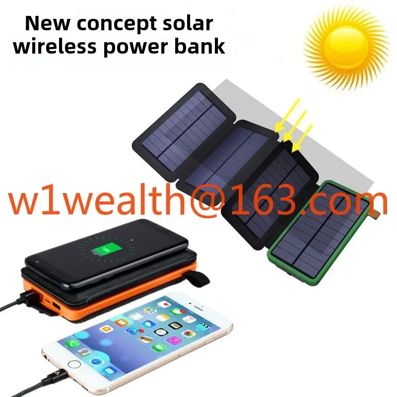 Foldable wireless charging solar mobile power bank multi-function 20000mAh power bank