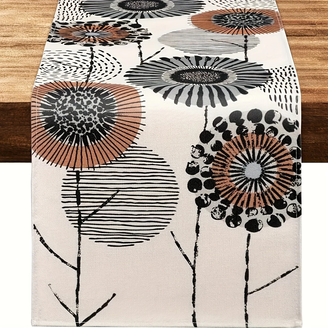 1 Abstract Floral Table Runner 2D Printed With Retro Flowers for Home Dining Table Decor to Daily Meals and Interior Decoration