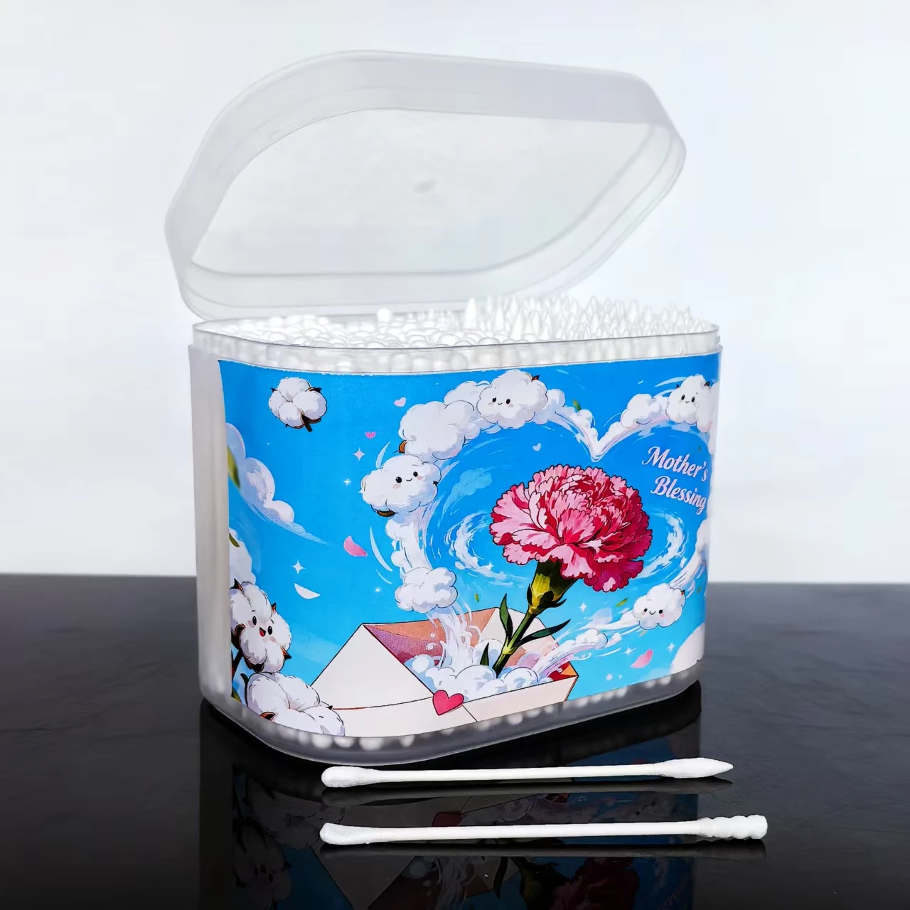 600pcs Mother's Day Cotton Swabs, Double-Headed Thin-Shaft Paper Stick Cotton Buds, 