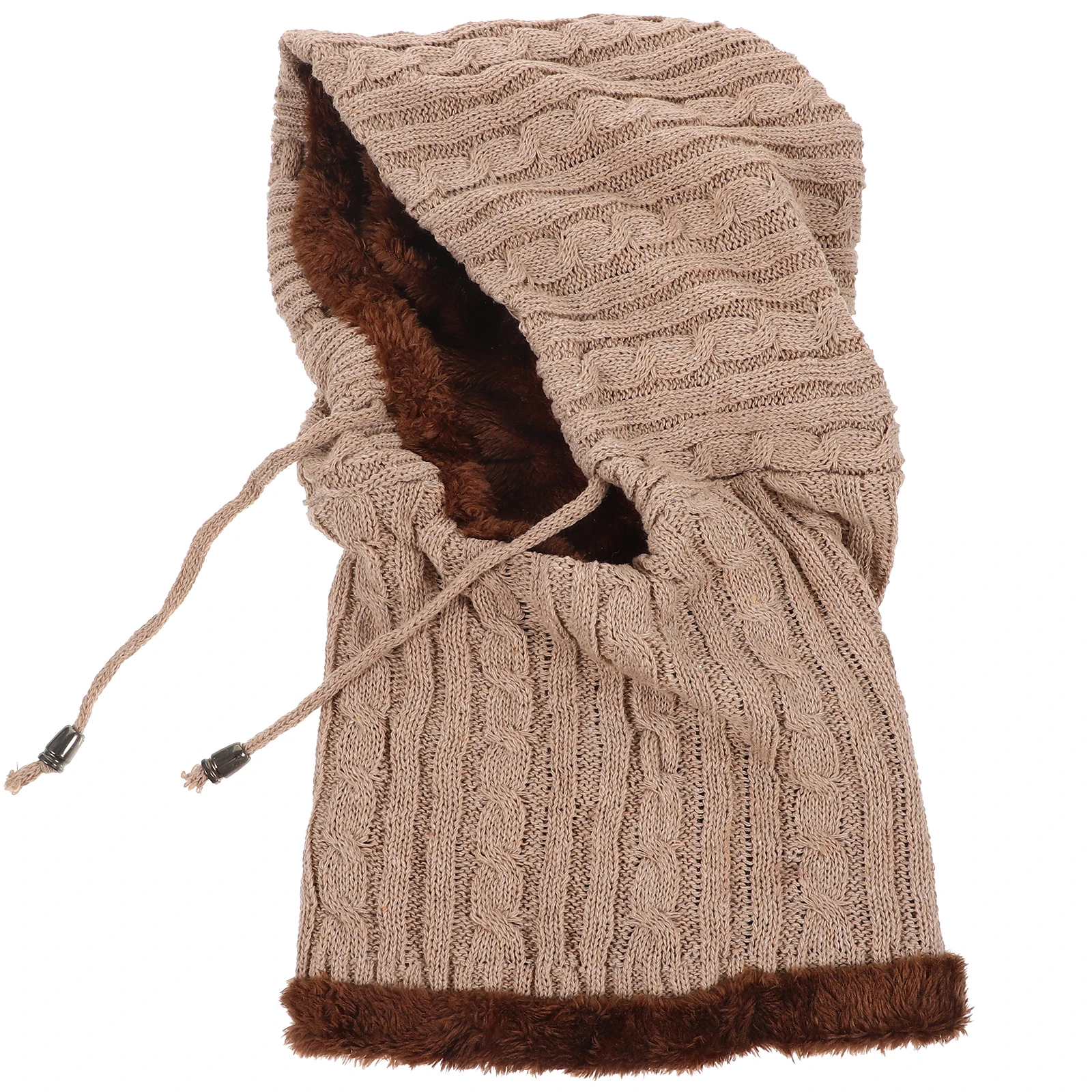 

Unisex Winter Knitted Thickened Scarf Hat Khaki Outdoor Ski Cycling Neck Warmer Hat Outdoor Warm Cap Winter Neck Cap