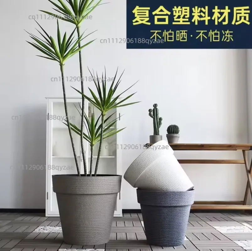 （just One）40x37cm Faux Ceramic Resin Flower Pot Indoor