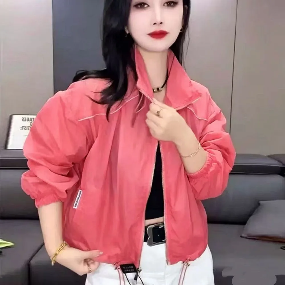 2026 Summer New Women's Lightweight Stand-up Collar Breathable Short UV-Resistant Loose Casual Jacket Trendy