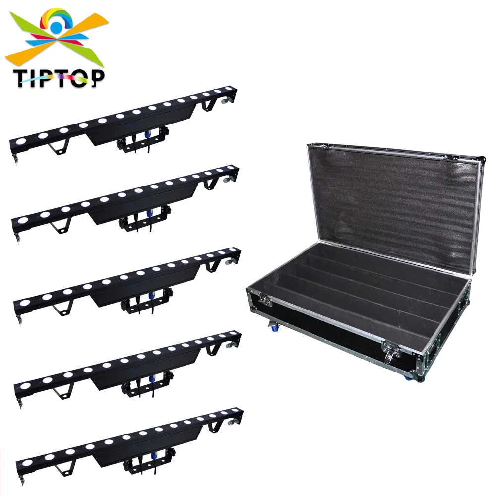 

5IN1 Flightcase Pack 14x3W RGB RGB DMX Light Bar with Chase Function Sound Activated Power Linking for Wedding Christmas Dance