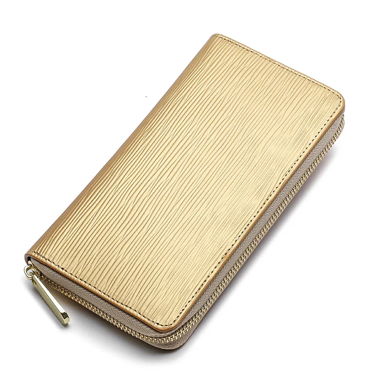 2026 New Ladies Leather Wallet Large Capacity Card Holder Purse Luxury Water Ripple Leather Clutch Bag